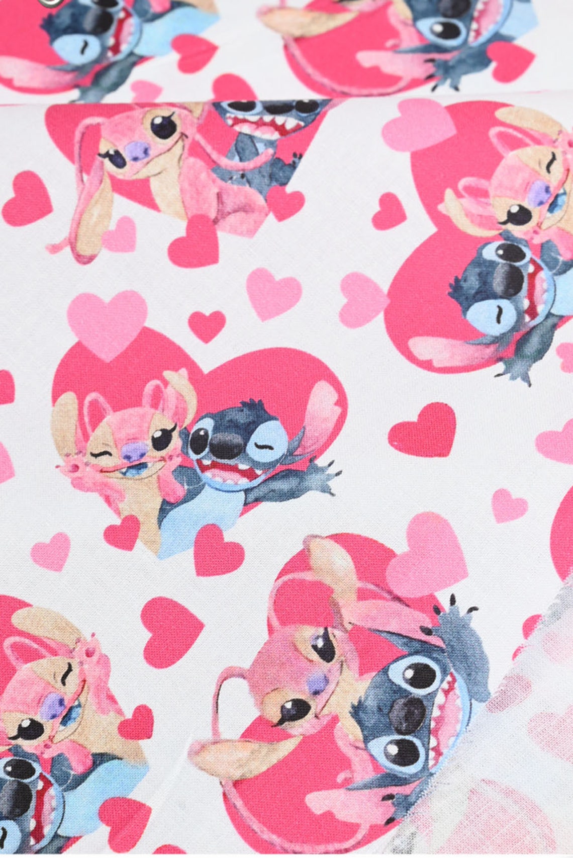 Stitch and Angel Fabric Blue Pink Koala Cartoon Fabric Etsy