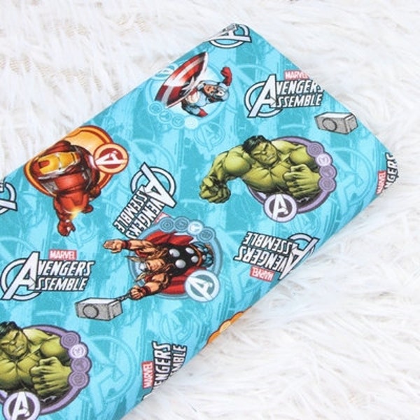 The Avengers Fabric, Superhero Cartoon Fabric, Cotton Fabric by the half yard