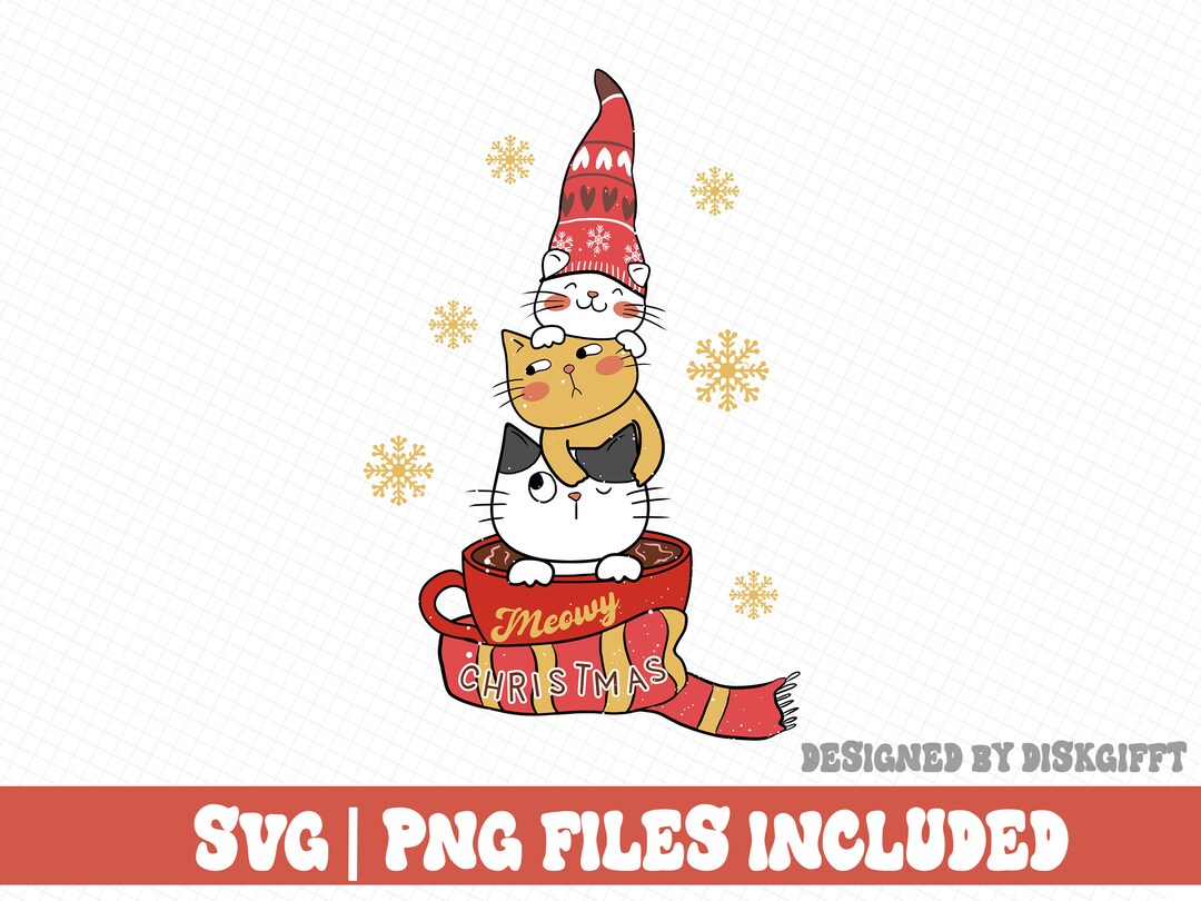 Meowy Christmas Svg Png Christmas Cat Svg Retro Christmas - Etsy