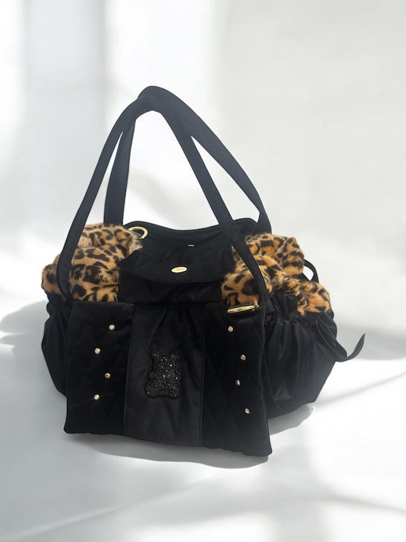 Luxury Leopard Dog A Very Soft Black Dog Purse and