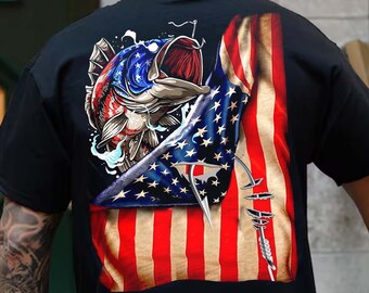 American Flag Fishing Shirt, Fishing Lovers Shirt, Fisherman Shirt, Bass Fishing, Fishing Addicts Gift, Fishing Lures