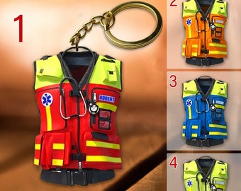 Portachiavi acrilico uniforme paramedico EMT EMS personalizzato, portachiavi di servizio paramedico, regalo uniforme EMT Ems, portachiavi paramedico