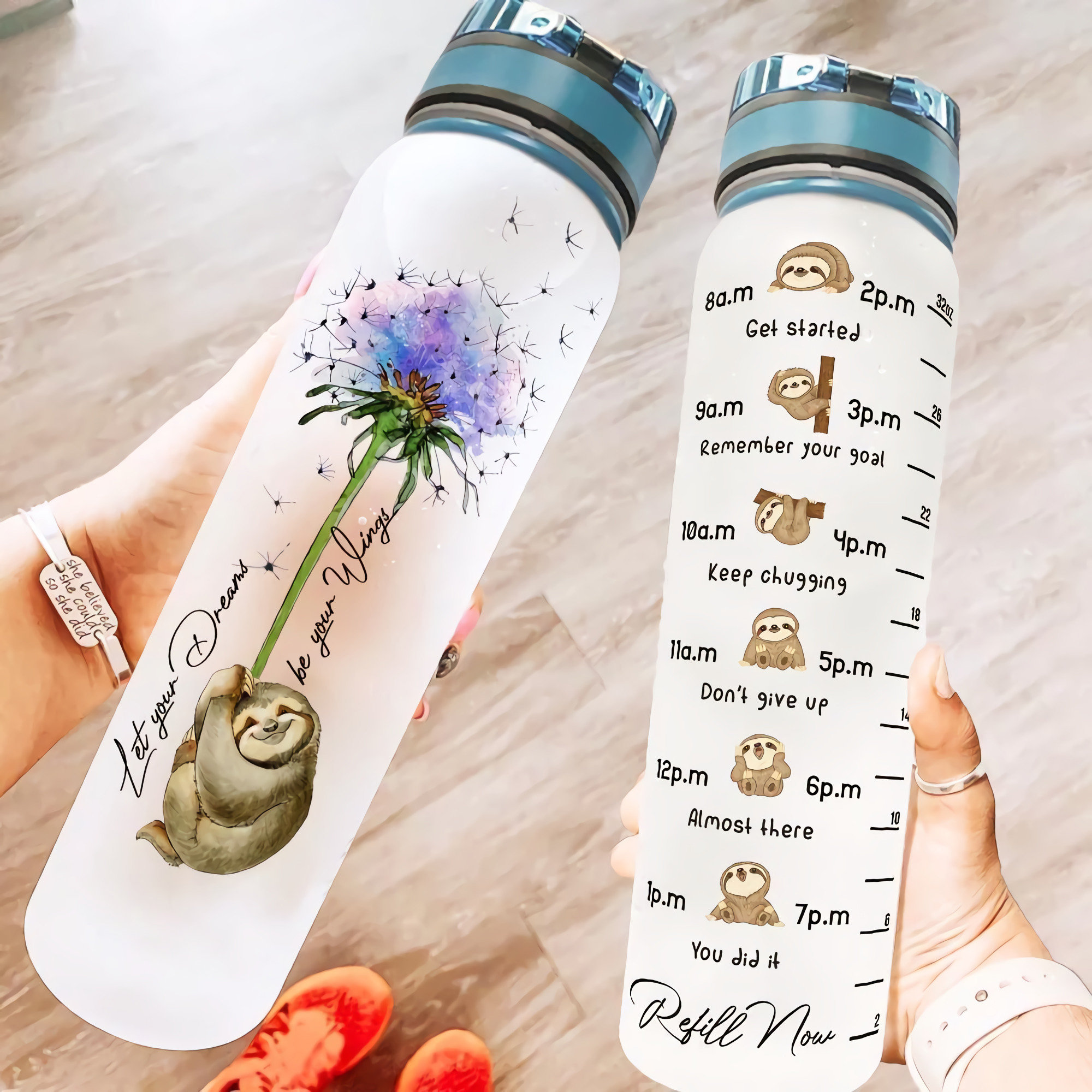 You Left Me Beautiful Memories on 32 oz Motivational Tracking Water Bottle Clear Frosted
