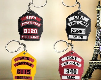 Firefighter Helmet Front Shield Personalized Acrylic Keychain, Firefighter Keychain, Custom Firefighter Dept & Name, Firefighter Gift