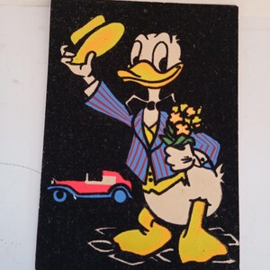 Vintage Disney velvet postcard from the 60s Donald