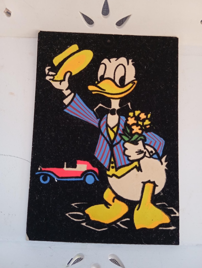 Vintage Disney velvet postcard from the 60s Donald