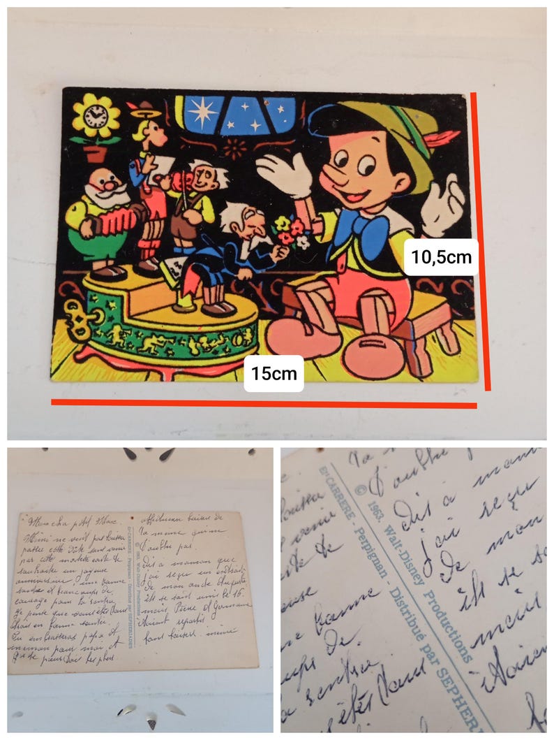 Vintage Disney velvet postcard from the 60s image 4
