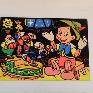 Vintage Disney velvet postcard from the 60s Pinocchio
