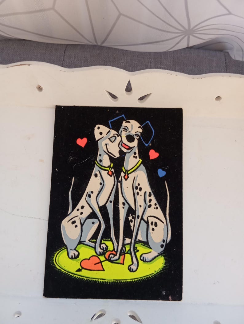 Vintage Disney velvet postcard from the 60s 101 Dalmatiens