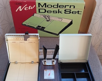 Vintage desk set. &quot;New modern desk set&quot;. vintage desk set