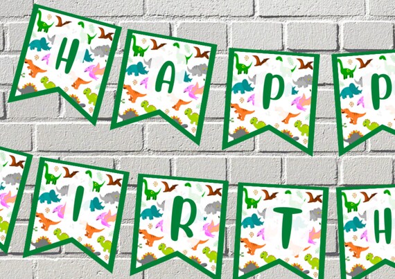 Cute Dinosaur Birthday Banner Printable Customisable - Etsy