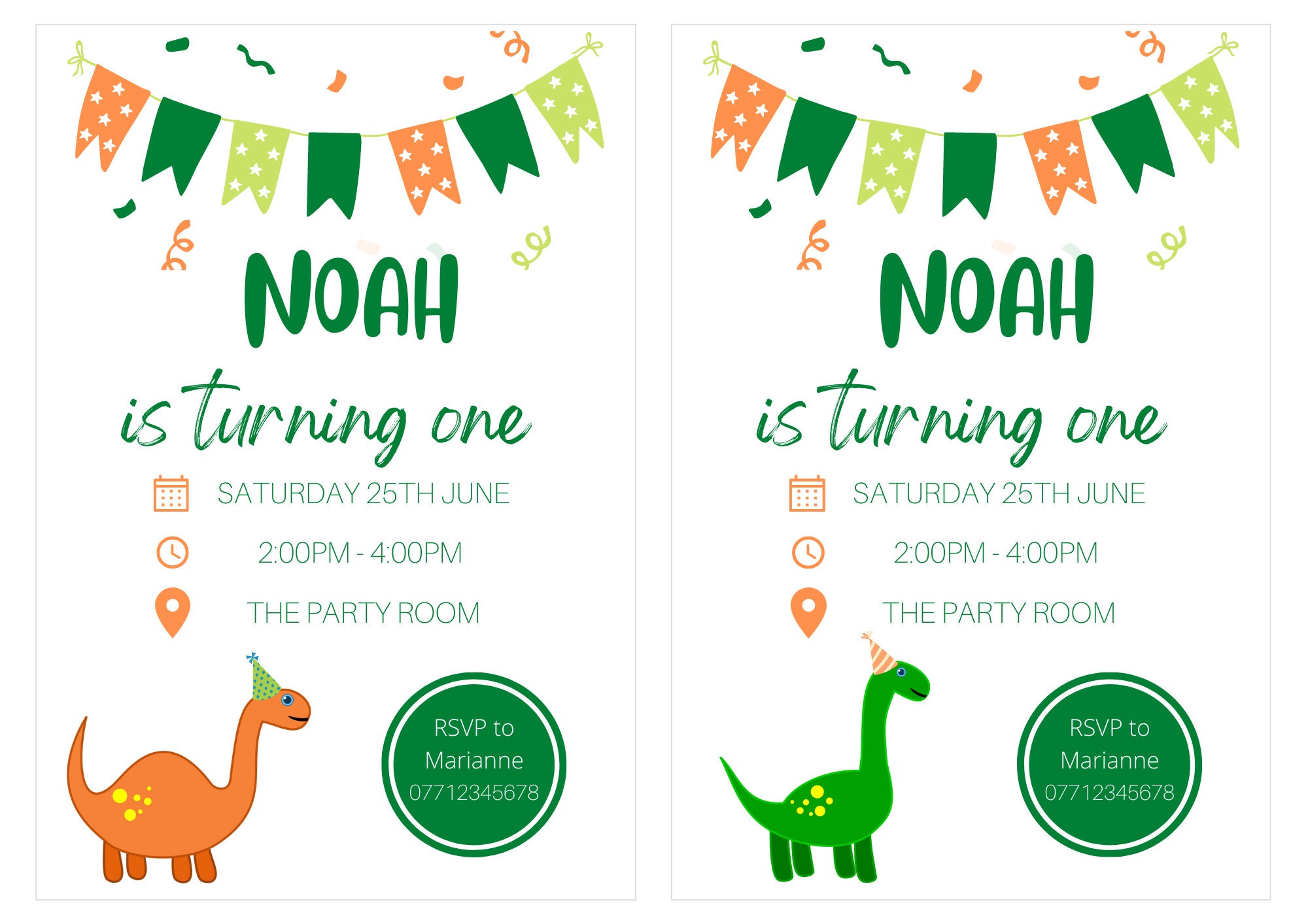 Cute Dinosaur Party Invitation Printable Customisable Etsy