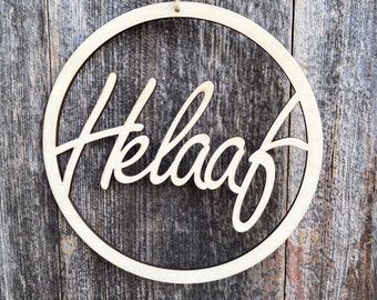 Wooden sign | Wooden door wreath | Door wreath dried flowers | ''Helaaf'' | Door hanger for carnival time