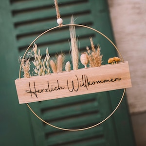 Dried flower wreath | Welcome door wreath | Dried flower door wreath | Personalized door wreath | 30 cm metal ring | Welcome sign