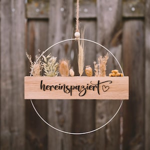 Dried flower wreath | Door wreath &quot;Walk in!&quot; | Door wreath with dried flowers | Door wreath &quot;Welcome!&quot; | Welcome sign | Metal ring 30 cm
