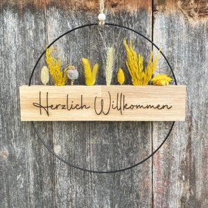 Dried flower wreath Welcome door wreath Dried flower door wreath Personalized door wreath Welcome sign Metal ring image 6