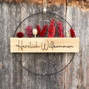 Dried flower wreath Welcome door wreath Dried flower door wreath Personalized door wreath Welcome sign Metal ring image 7