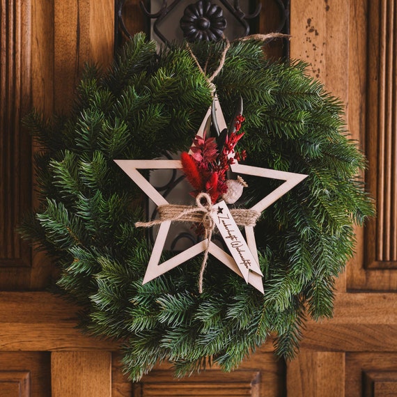 Weihnachtsdeko | Weihnachten | Trkranz Weihnachten | Weihnachtsstern |  Holzstern - Etsy.de