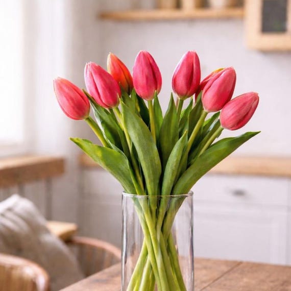 Tulpenbund künstlich | Tulpen Real Touch | Vasendeko | Frühlingsdeko Tisch | Tulpendeko | Blumendeko