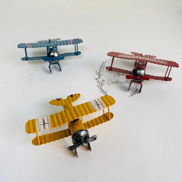 3pcs/set Retro Iron Airplane Toy, Dollhouse Airplane, Airplane Decoration, Unique Plane Model, Home Craft, Home Ornaments, Gift For Him