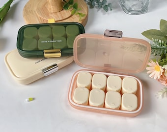 8 Slots Pill Box, 7 Tage Pillenbox Halter, Aufbewahrungsbox Organizer, Pill Box Sammlung, Pill Organizer niedlich, Tag und Nacht Pill Box