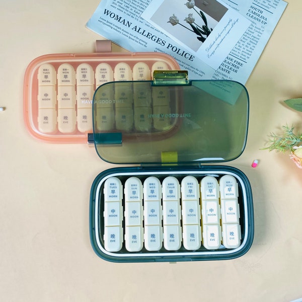 21 days Pill Box Holder Weekly Storage Organizer Container Case,Transparent Pill Case, Weekly Pill Organizer,Day and Night Pill Box,Pill Box