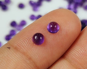 Natural Amethyst Cabochon, Gemstones 4mm Round Shape Amethyst Gemstone Cabochons, Smooth Loose Stone Cabs, Amethyst Jewelry Making Stones
