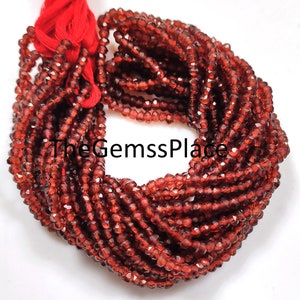 AAA Natural Red Garnet Gemstone Beads, Faceted 3mm Rondelle Garnet Beads, High Quality Faceted Garnet Gemstone Beads For Craft, 13" Strand