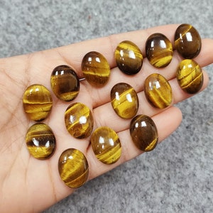 14Pcs Natural Tiger&#39;s Eye Cabochon Wholesale Lot, Used For Jewelry Making, Chakra Gemstone, Healing Palm Stone, Gift For You