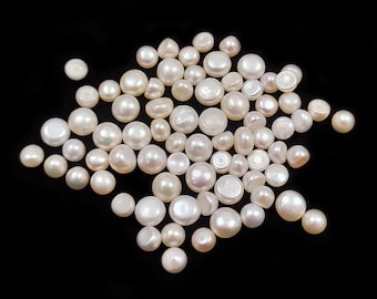 Natural Fresh Water Pearl Round Cabochon Flat Back Loose Gemstones, Fresh Water Pearl Gemstones Lots, For Jewelry Making Craft, Gift For Her