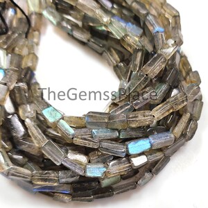 Natural Labradorite Handmade Rectangle Shape Beads Beautiful Black Rainbow Smooth Gemstone Beads Gemstone Jewelry Beads Flashy Labradorite