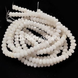 Natural White Agate Faceted Rondelle Beads, 8mm White Agate Beads, Healing Gemstone 15&quot; Strand For Jewelry Making Beads, Peace Gemstone