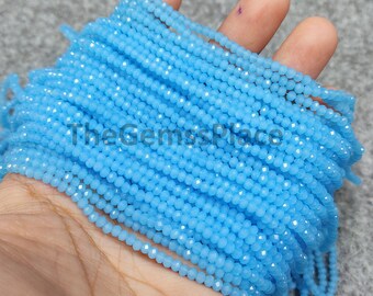 Gefacetteerde hemelsblauwe chalcedoonkralen, AAA-rondelle-edelsteen, 14 inch streng, levering sieraden