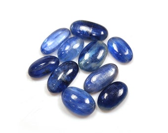10 Pcs Natural Blue Kyanite Gemstone Lot, Smooth Oval Kyanite Stone, Polished Kyanite, Blue Kyanite Crystal, DIY Jewelry Making Stone, Gift