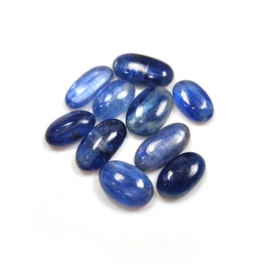 10 Pcs Natural Blue Kyanite Gemstone Lot, Smooth Oval Kyanite Stone, Polished Kyanite, Blue Kyanite Crystal, DIY Jewelry Making Stone, Gift