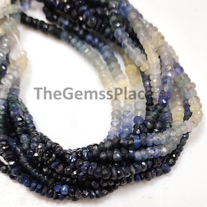 AAA+ Shaded Blue Sapphire Faceted Rondelle Beads, Blue Sapphire Shaded Beads Sapphire Beads, Blue Sapphire Rondelle Beads, Ombre Sapphire