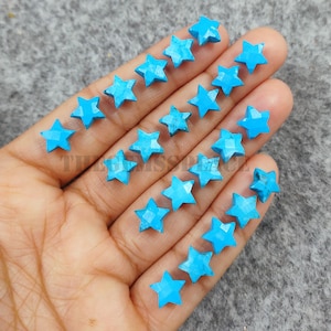 Star Shape Turquoise Cabochon, 10mm Faceted Turquoise Gemstone, Blue Turquoise Gemstone, Star Gemstone, Healing Gemstone, Birthstone Crystal