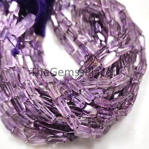 Natural Amethyst Smooth Rectangle Cushion Beads, 13&quot; Strand Purple Amethyst Strand For Jewelry Making, Gemstone Beads, DIY Necklace Making