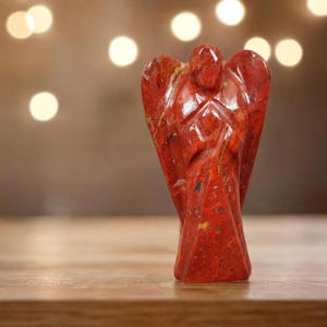 Red Jasper Angel, Crystal Angel, Red Jasper, Carved Angel, 100% Genuine Spiritual Healing Crystal, Mineral Stone, Jasper Angel Figurine,Gift