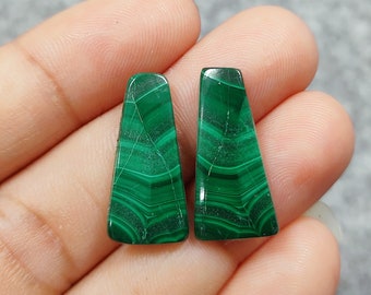 Malachite Earrings Pair, Natural Green Malachite Gemstone, Loose Malachite Matched Pair, Designer Smooth Malachite Gemstone Pair