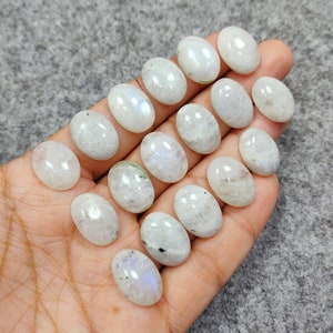 17 Pcs Moonstone Cabochon Lot, Natural Moonstone Gemstone, Rainbow Moonstone, Loose Gemstone For Jewelry Making, June Birthstone