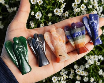 2 Inches Hand Carved Angel Decor, Gemstone Angel, Healing Crystal, Aventurine/Rutile/Labradorite/Sodalite More Choose Crystals Angel, Gift