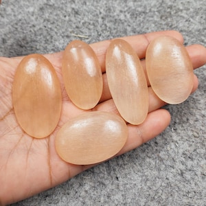 5 Pcs Selenite Cabochon Lot- Selenite Gemstone - Selenite Crystal - Wholesale Selenite - Selenite Stone Lot - Selenite For Jewellery Making