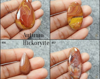 Natural Autumn Hickoryite Smooth Gemstone, Jewelry Making Cabochons, Flat Back Gemstone, Craft Making Cabs