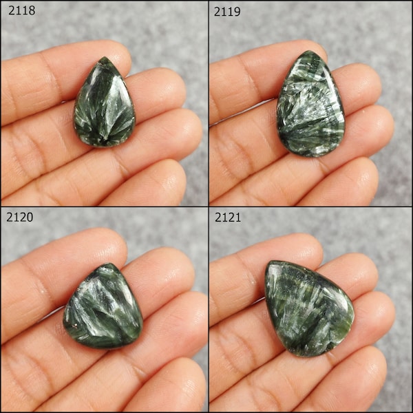 Seraphinite cabochon, green gemstone cabochon for jewelry making, pendant size natural cabochon, Angel Winds cabochon, Gift For Woman, Gift