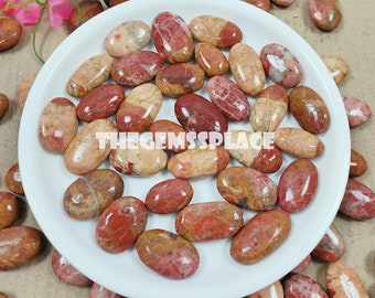 Brecciated Jasper Palm Stone, Oval Red Jasper Tumbles - Polished Brecciated Jasper Worry Stone - Brecciated Red Jasper Palm Stone, Gift Her