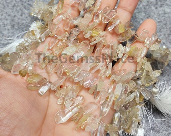 8" Natural Golden Rutile Gemstone Beads, Smooth Raw Gemstone Beads, Golden Gemstone Beads, Retiled Stone Beads, DIY Jewelry Making Craft