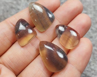 4 Pcs Natural Green Fluorite Cabochon Lot, 100% Genuine Fluorite Loose Handmade Gemstone, Green Cabochons, Fluorite Faceted Gemstone, Craft
