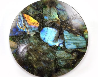 Natural Blue Labradorite Gemstone Round Coaster, Crystal Coaster, Housewarming gift, Platters, Dinner Ware Coaster, Crystal Coaster, Decor