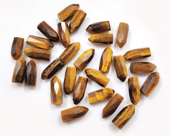 Best Quality Natural Tiger Eye Gemstone Faceted Double Pointed Pencil Gemstone Lot, Jewelry Making Stone, Tiger Eye Jewelry Wholesale